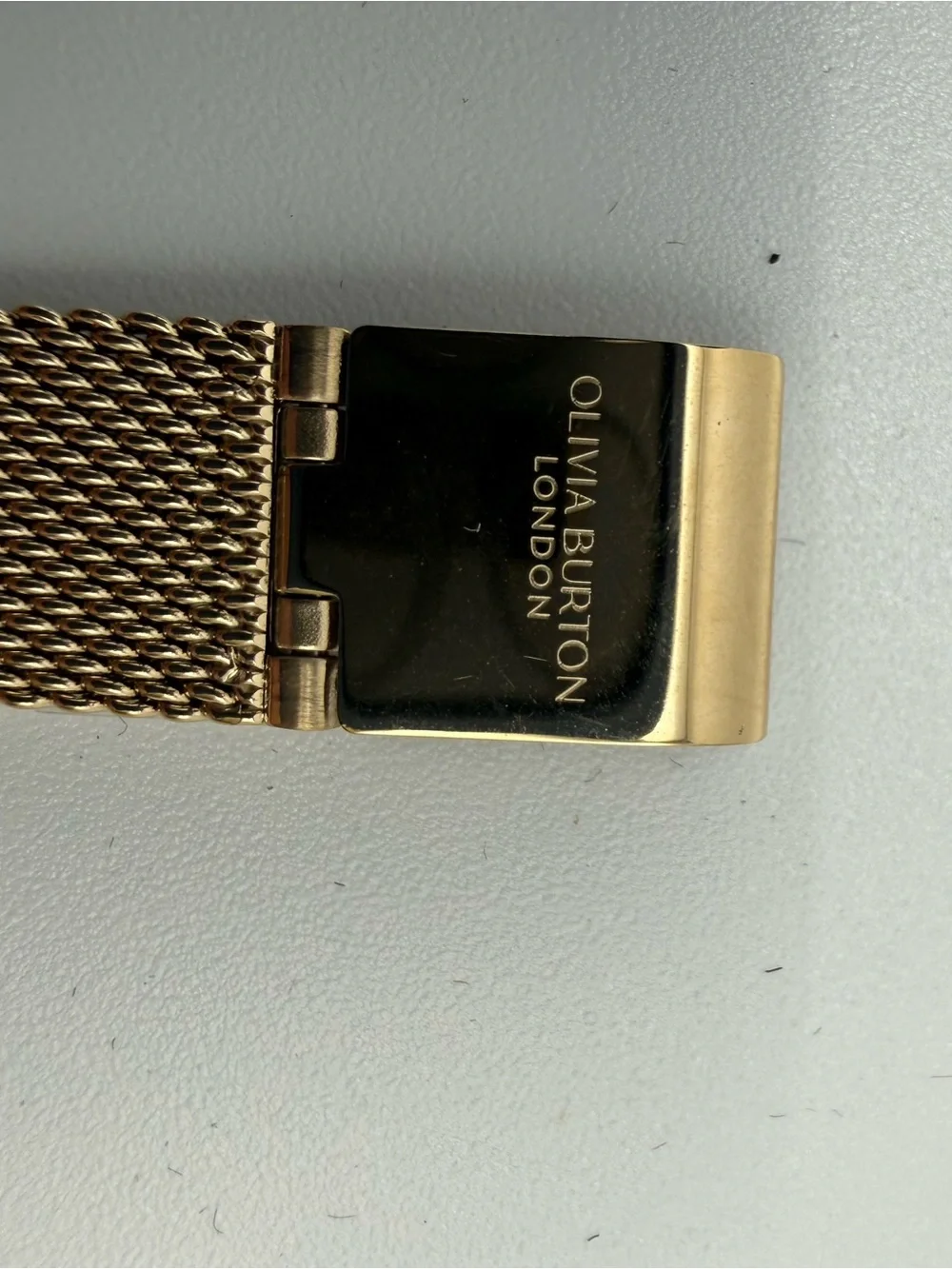 OLIVIA BURTON Gold Crystal-Trim Rectangular Mesh Watch
